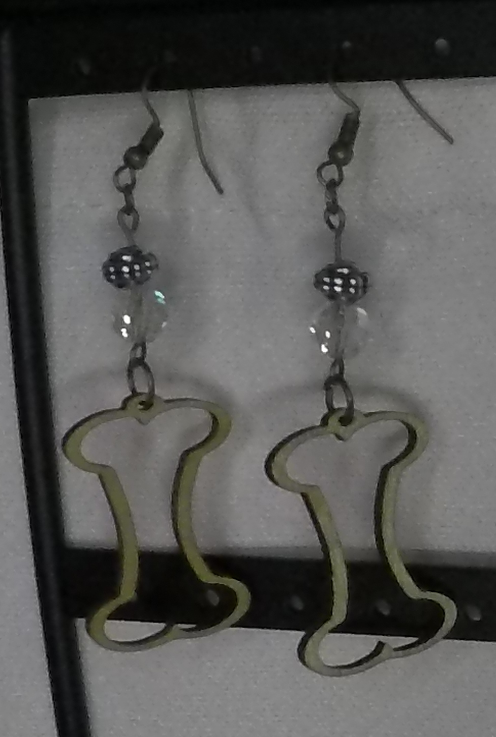 Large Bone w/Clear Wooden Earrings