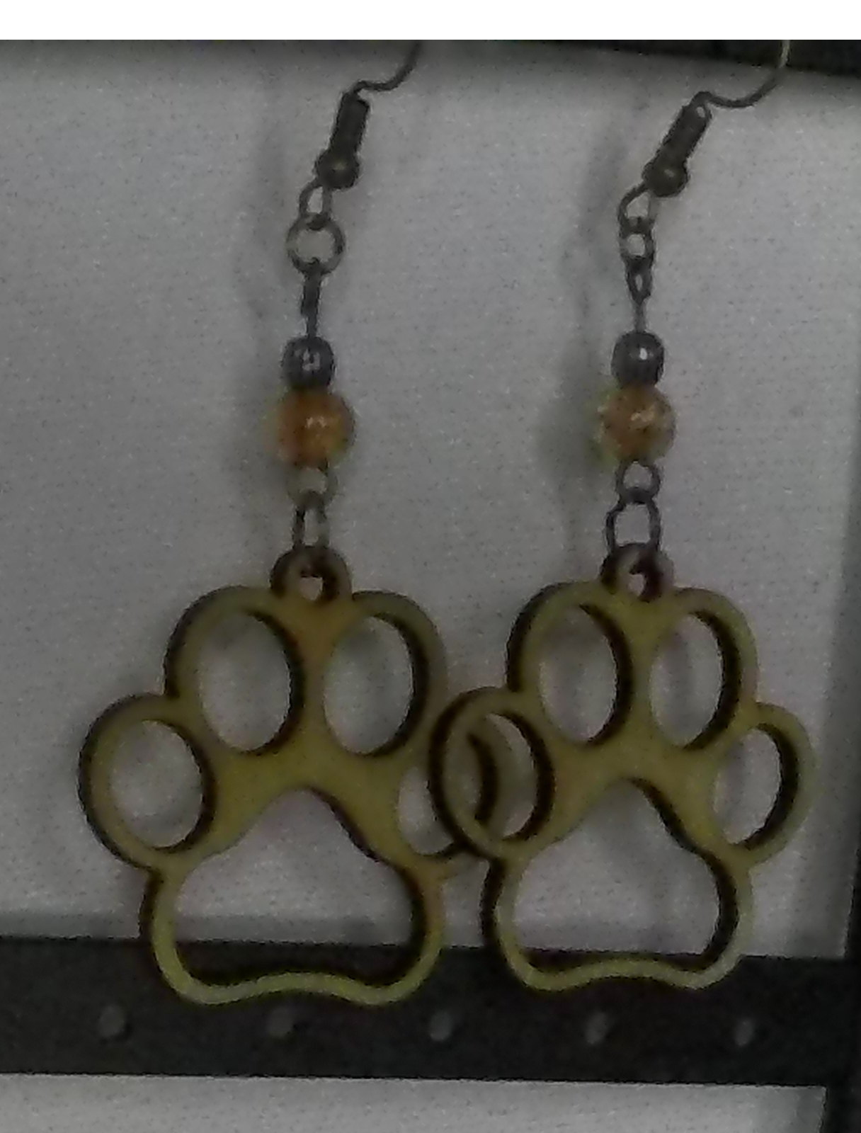 Small Paw w/Creamsicle Wooden Earrings